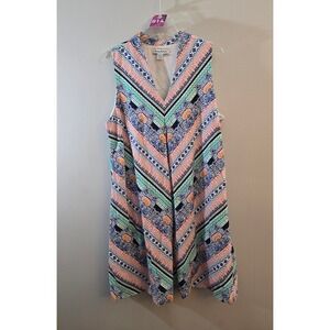 Tommy‎ Bahama Womens The Grand Isle Dress Chevron Print Shift Linen Blend Size L